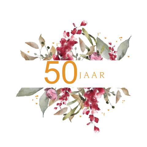 Stijlvolle verjaardagskaart bloemen 50 jaar