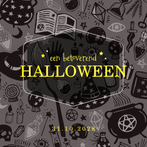 Halloween uitnodiging met illustraties en hoogglans