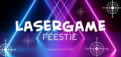 Lasergame uitnodiging kinderfeestje met lasers en vizier