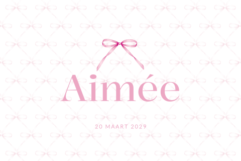 Klassiek geboortekaartje voor een meisje met strikjes patroon
