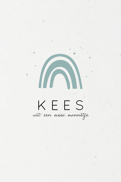 Duurzaam geboortekaartje voor een jongen met regenboog