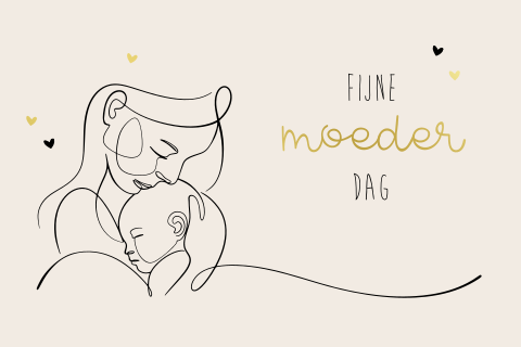 Moederdag wenskaart met lijntekening en foliedruk 