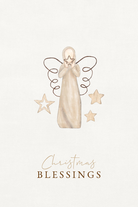 Engel christelijke kerstkaart met sterren