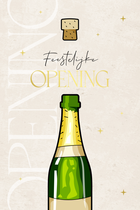 Feestelijke zakelijke opening uitnodiging met champagne en foliedruk