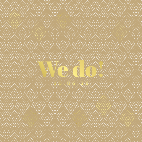 Luxe art deco trouwkaart met foliedruk