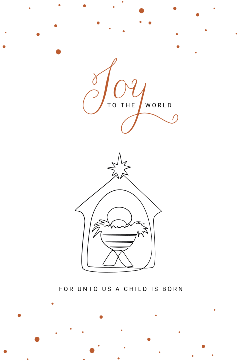 Christelijke kerstkaart "Joy to the world" met kribbe