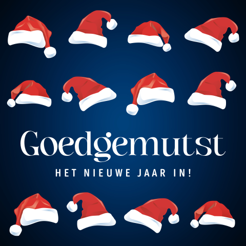 Kerstmuts kerstkaart zakelijk goedgemutst
