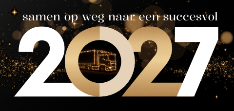 Zakelijke transport nieuwjaarskaart met jaartal 2027 en vrachtwagen