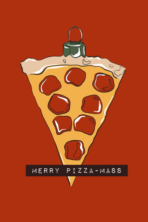 Merry Pizza-mass kerstkaart voor goed doel Voedselbank Raalte