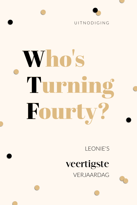 Grappige uitnodiging 40 jaar Who's Turning Fourty met confetti