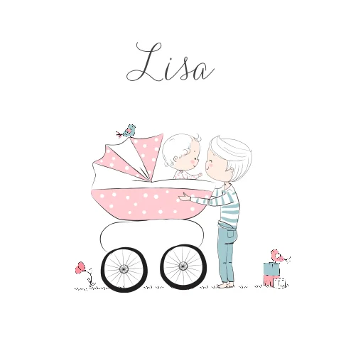 getekend geboortekaartje broer en zusje