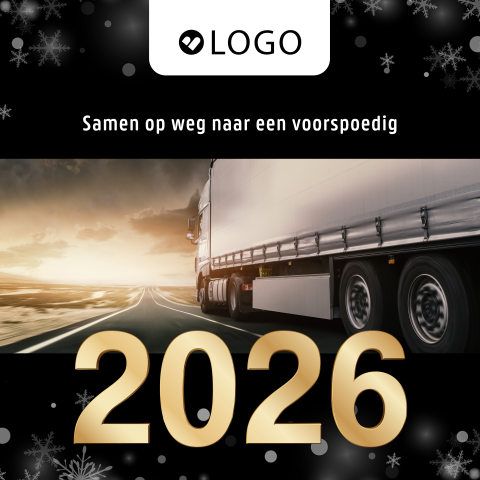 Kerstkaart voor transport en logistiek met weg