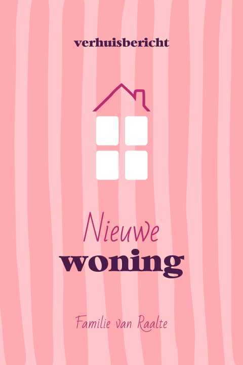 Originele verhuiskaart met doorkijkje door ramen van een huis