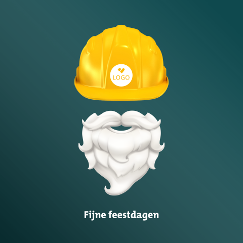 Zakelijke bouw kerstkaart met kerstman met bouwhelm en eigen logo
