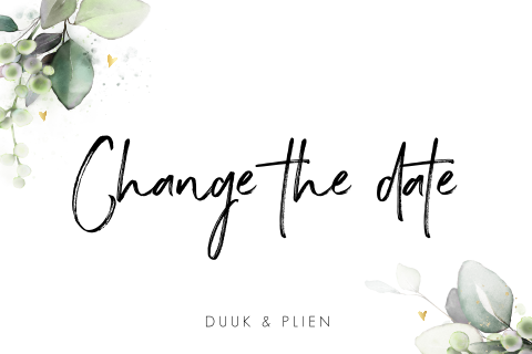 Change the date kaart met botanisch blad