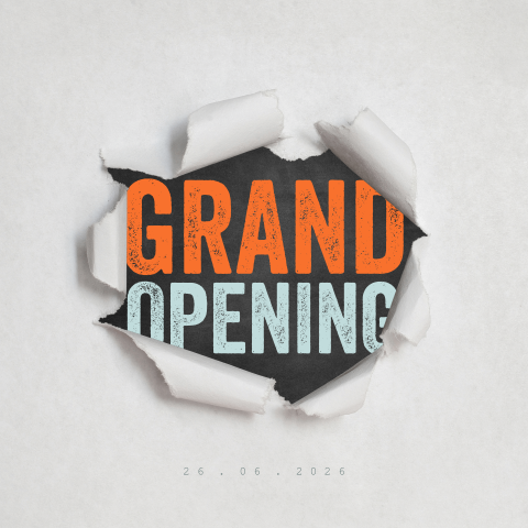 Grand opening zakelijke uitnodiging met gescheurd papier
