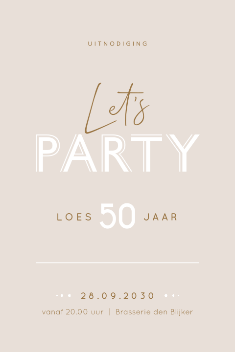 Basic typografische uitnodiging voor een verjaardag 50 jaar