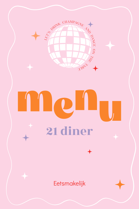Menukaart 21 diner met discobal