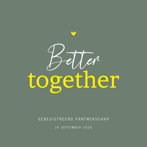 Basic kaart voor geregistreerd partnerschap met hippe kleuren