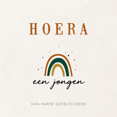 Hoera een jongen met regenboog
