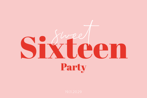 Hippe 16 jaar verjaardag uitnodiging typografisch met color blocking