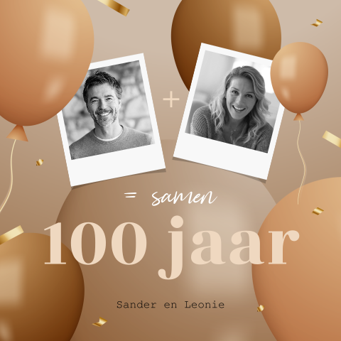 Ballonnen en confetti dubbel feest uitnodiging met foto