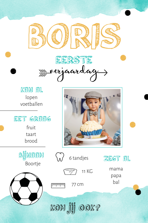 Typografische uitnodiging voor een verjaardagsfeestje voetbal