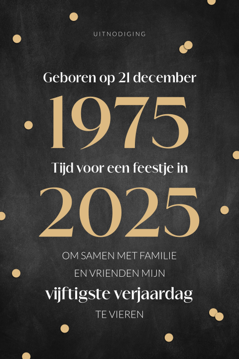 Uitnodiging verjaardag 50 jaar krijtbord sparkling