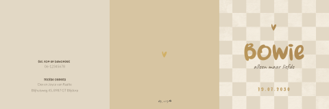 Unisex geboortekaartje zigzag met blokpatroon, foto en luxe foliedruk