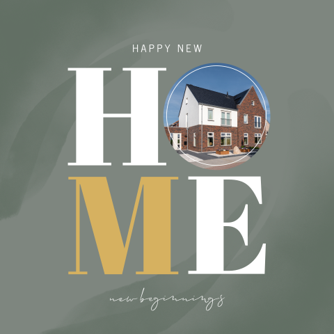 Foto verhuiskaart met aquarel vegen en Home