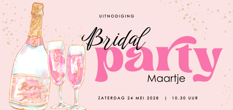 Bridal party uitnodiging voor een vrouw met champagneglazen