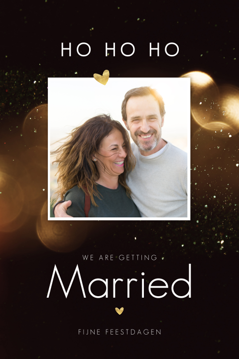 Hippe Save the date kerstkaart met glitter achtergrond