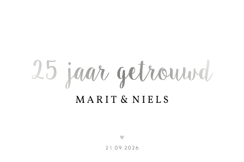 Basic jubilieumuitnodiging 25 jaar getrouwd met foliedruk