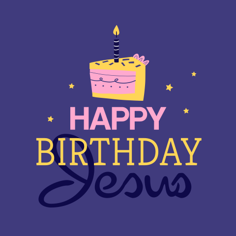 Hippe christelijke kerstkaart happy birthday Jesus
