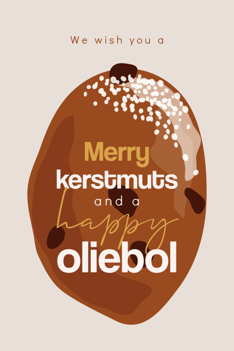 Ronald McDonald Huis Zwolle kerstkaart met oliebol
