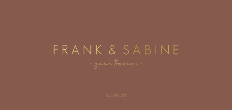 Basic trouwkaart met sprankelend goudfolie