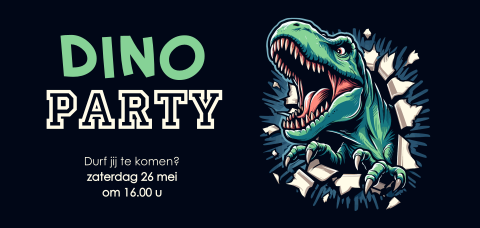 Uitnodiging stoer kinderfeestje met dino kop