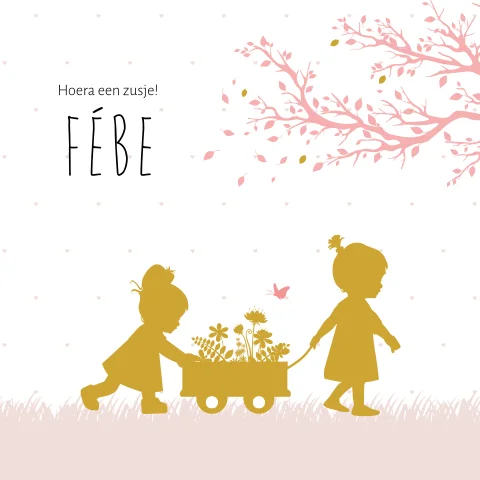 Lief silhouet geboortekaartje voor een zusje