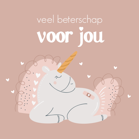 Unicorn beterschapskaart voor een kind