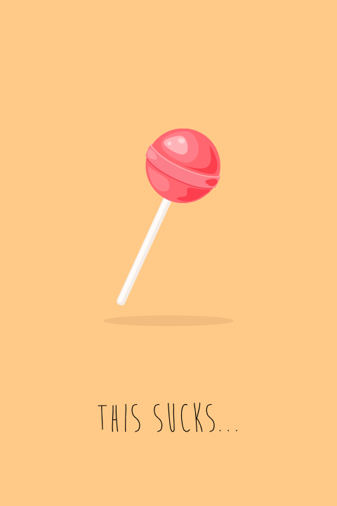 Lolly beterschapskaart met de tekst 'this sucks...'