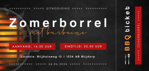 Ticket uitnodiging zakelijk zomerborrel barbecue