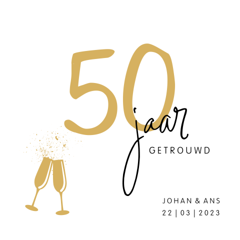 Uitnodiging jubileum 50 jaar met proostende glazen