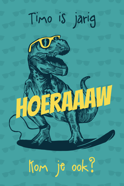 Dino kinderfeestje uitnodiging jongen stoer