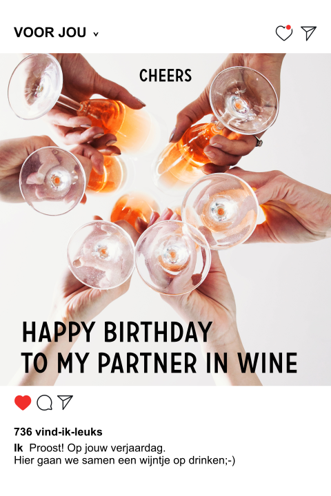 Partner in wine verjaardag kaart als insta post