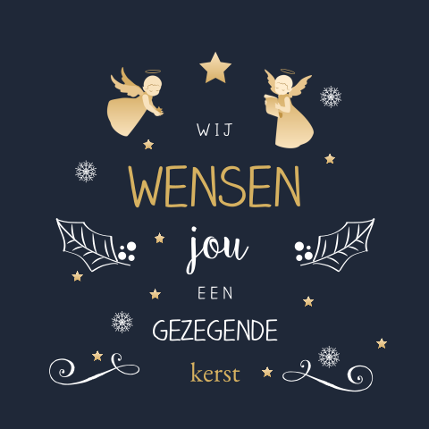 Christelijke kerstkaart "gezegende kerst" en engelen