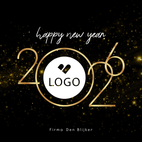 Feestelijke zakelijke kerstkaart Happy New Year 2026 en logo