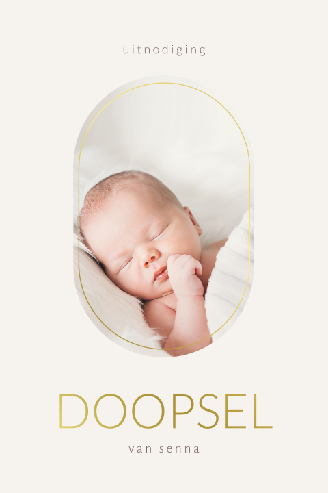 Doopsel uitnodiging met eigen foto en foliedruk