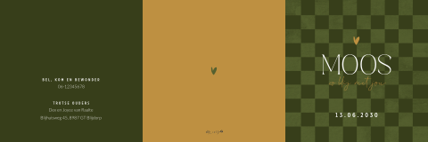 Uniek zigzag geboortekaartje voor een jongen met blokpatroon en foto