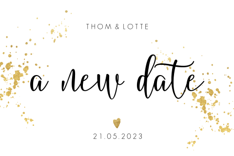 Change the date kaartje met gouden spetters
