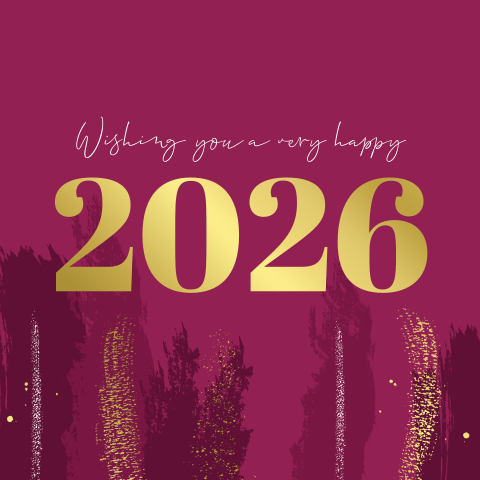 Luxe zakelijke kerstkaart met strepen en spetters in goudfolie